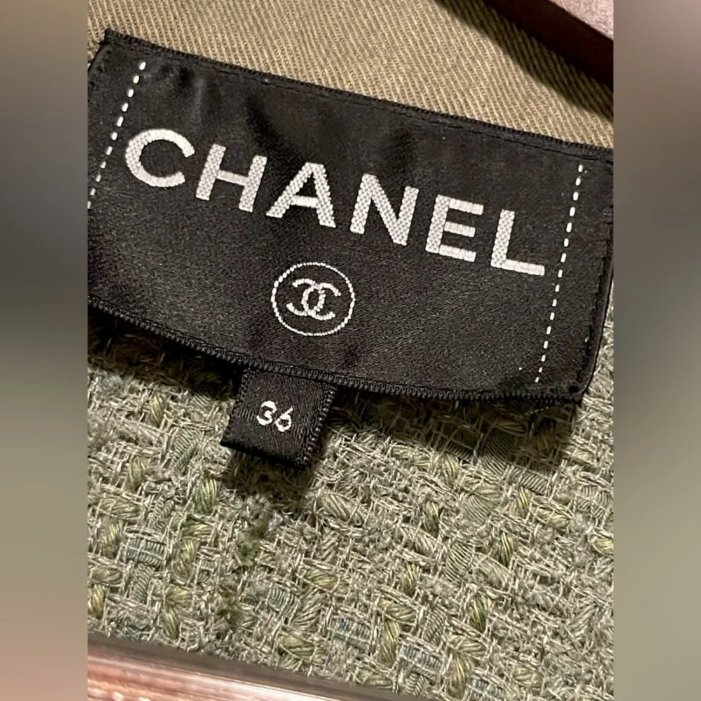 Chanel Military Denim Tweed Utility Jacket 36 - Picture 4 of 5